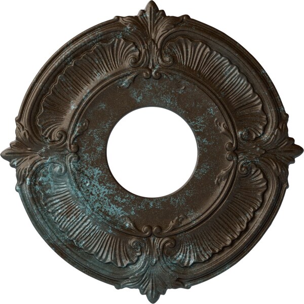 Ekena Millwork Attica Ceiling Medallion (Fits Canopies up to 3 1/2"), 12 3/4"OD x 4"ID x 1/2"P, Bronze Blue Patina CM12ATBBS - main